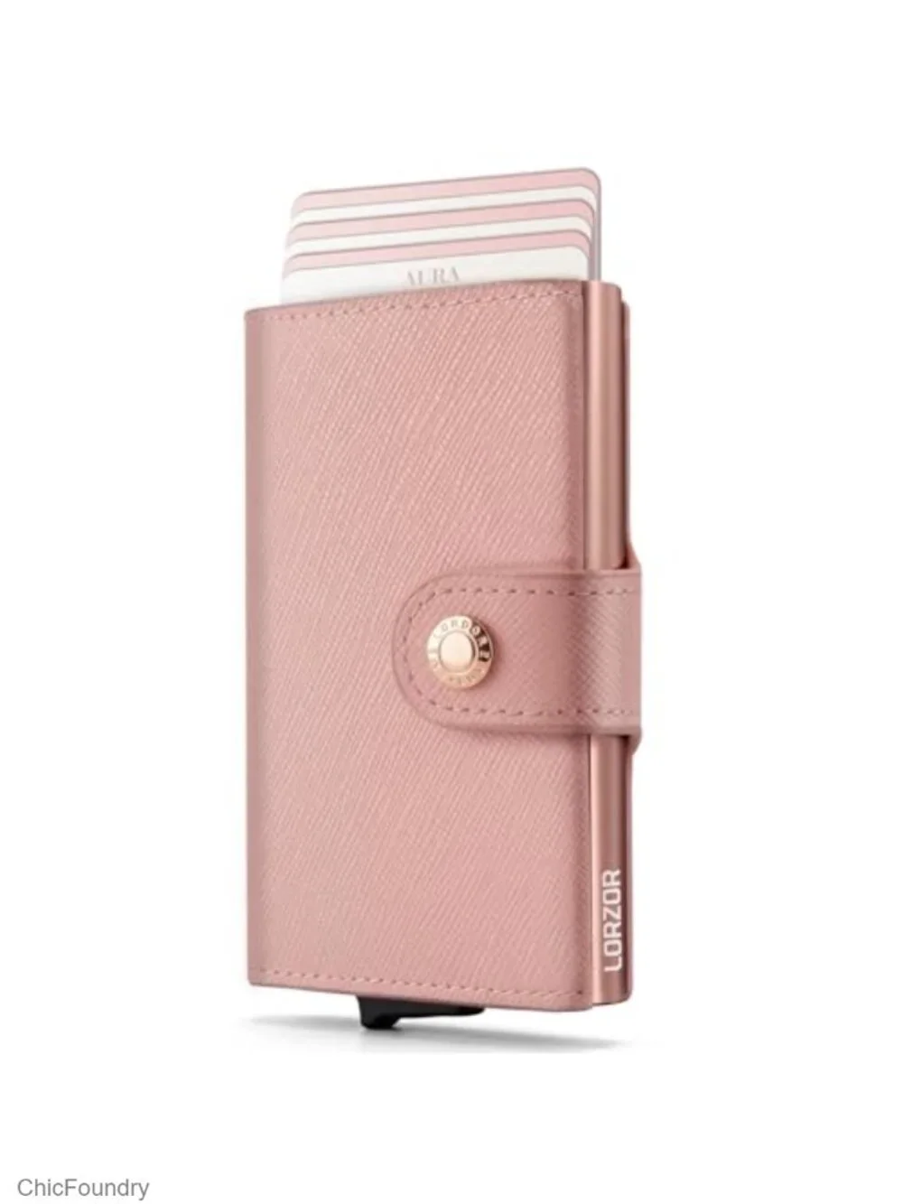 RFID Blocking Saffiano Leather Tri-Fold Wallet with Pop-Up Card Holder for Women